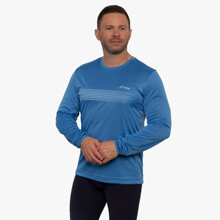 Blue with Stripes Men's Element Long Sleeve Relaxed Fit Bike Jersey- El Roo Bike