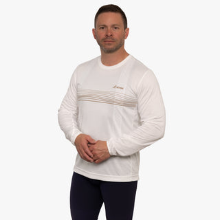 White with Wave - Men's Element Long Sleeve Relaxed Fit Bike Jersey - El Roo Bike