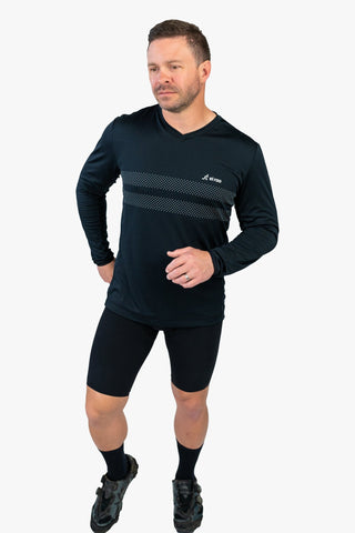2025 Men's Element Long Sleeve Jersey Midnight Black - Stripes - El Roo Bike