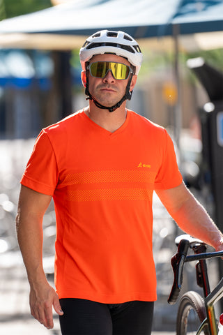 Hi-Viz Orange Bike Shirt – Stripes