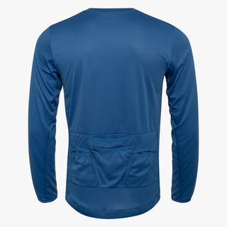 Blue Men's Element Long Sleeve Relaxed Fit Bike Jersey - Back - El Roo Bike