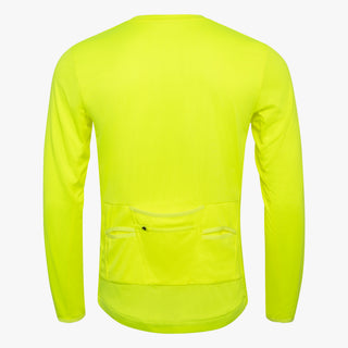Yellow Men's Element Long Sleeve Relaxed Fit Bike Jersey - Back - El Roo Bike